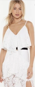 Nasty Gal ivory Lace Tiered Maxi Dress US 4 UK 8 EUR 36 - Picture 1 of 6
