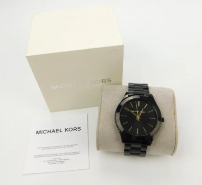 Michael Kors MK3221 Slim Runway Black Stainless Steel Unisex Watch NIB 42mm - Image 1 of 4