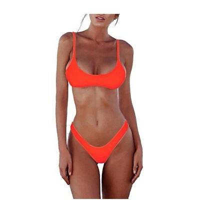 SherryDC бразильские стринги бикини пуш-ап с подкладкой купальник декольте красный оранжевый M - Изображение 1 из 4