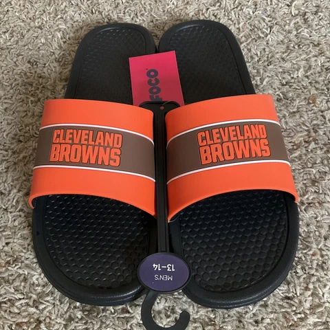CLEVELAND BROWNS MEN'S FOCO SPORT SLIDE ON SANDALS SLIPPERS (SIZE MENS 13-14) Cover