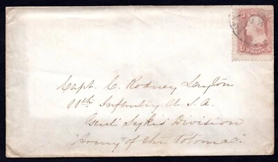 US 1861 CIVIL WAR COVER ADDRESSED TO CAPTAIN CALEB RODNEY LAYTON, 11TH INFANTRY - Image 1 of 2