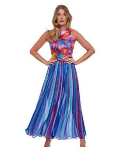 NEW Gottex Italian Summer High Neck Long Cover Up Dress Size L - Picture 1 of 6