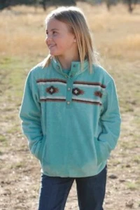 Cruel Denim Girl’s Turquoise Southwest Polar Fleece 1/4 Snap Pullover #CWK825008 - Picture 1 of 1