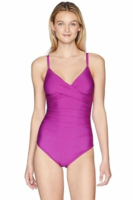 Calvin Klein Mujer Estándar Cuello en V Torcido Frontal Púrpura Talla 8 $180 Foto 1 de 3