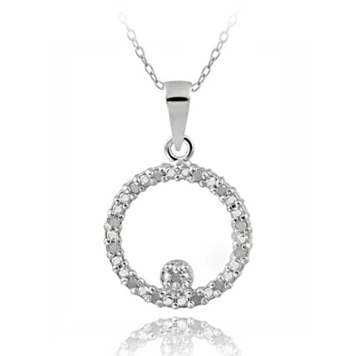 Colgante de eternidad círculo abierto de diamantes de plata 925 de 1/8 quilates, 18" Foto 1 de 4