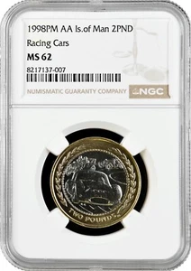 Isle of Man 2 pounds 1998 PM AA, NGC MS62, "Racing Cars" - Picture 1 of 2