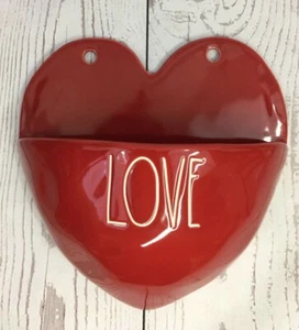 Rae Dunn Artisan Collection Heart Shaped Valentine Red Wall Pocket Planter Vase  - Picture 1 of 9