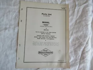 Briggs & Stratton 6HSF engine parts list manual catalog - Picture 1 of 5
