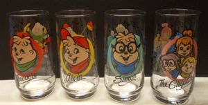 Vintage Hardee's The Chipmunk Drinking Glasses 1985 Set of 4 Musical - Picture 1 of 8