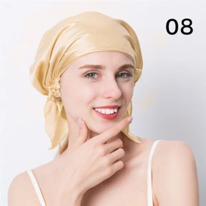 Women's Pure Mulberry Silk Sleep Hair Hat Care Satin Sleeping Bonnet Night Cap - Picture 1 of 26
