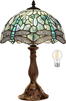 Tiffany Dragonfly Table Lamp, 18'' Tall Vintage Stained Glass Lamp for Bedroo... - Image 1 of 4