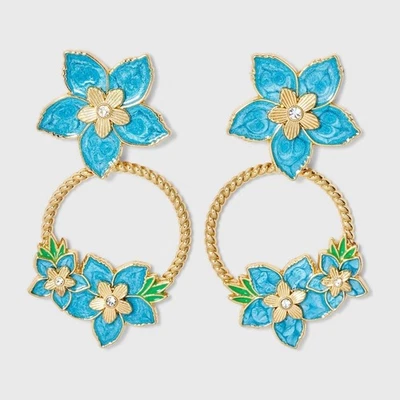 Pendientes SUGARFIX by BaubleBar Best Bud Flores Azul Floral Nuevos con Etiquetas Foto 1 de 4