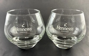 Set of 2 Hennessy Cognac Snifter Glasses 3 1/2” Floating Bubble In Bottom - Picture 1 of 6