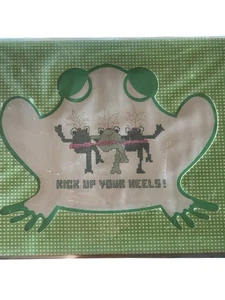 Vintage 1983 Millies Shapely Mats Frog “kick Up Your Heels” Cross Stitch NOS - Picture 1 of 5