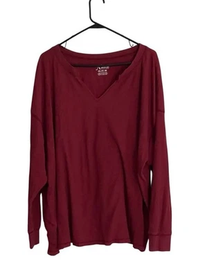 Camisa térmica de manga larga Natural Reflections para mujer Waffle - talla 2XL roja Foto 1 de 4