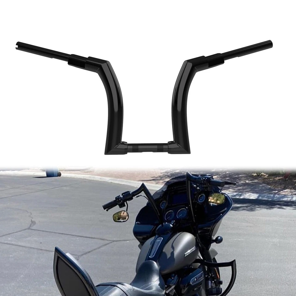 Black 12" Riser 1.25" Ape Hanger Handlebar For Harley Touring Road King 14-2022 - Image 1 of 4