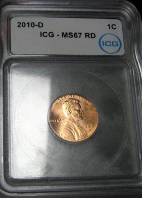 2010-D Lincoln Cent Penny MS-67 RED ICG Graded Coin  ----  #442C - Image 1 of 4