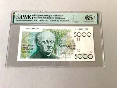 Belgium 5,000 Francs P-145 ND (1982-92)  PMG 65 EPQ - Image 1 of 4