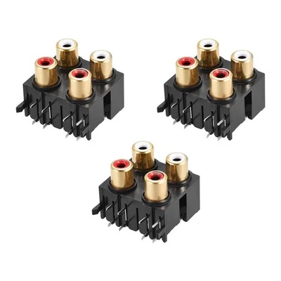 3 x Concentric Outlet 4 RCA Female Jack 8-Pin Connector Socket Panels Mount - Изображение 1 из 2
