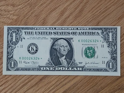 2003 $1 "STAR NOTE" DALLAS DISTRICT UNC/GEM K00026324* 000 START 2 OF 3 CONS SER - Image 1 of 4