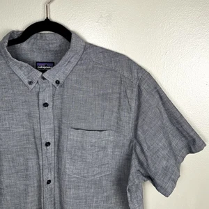 Patagonia Con Botones Para Hombre Talla XL Gris Manga Corta Senderismo Camping Aire Libre - Imagen 1 de 6