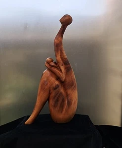 Hand Carved Wooden Sculpture Abstract Art "Mother And Child" 49cm Tall. - Picture 1 of 14