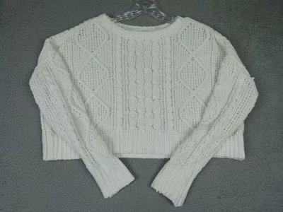 Suéter Pullover Arizona Jean Co Para Mujer X-Pequeño Blanco Tejido con Cable Recortado Foto 1 de 4