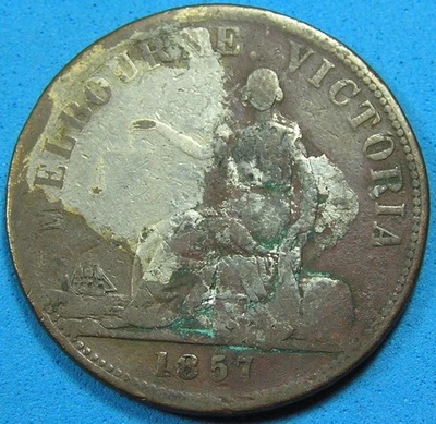 Australia Melbourne 1857 Penny Hide & De Carle Groceries & Wine, Multiple Issues - Image 1 of 4