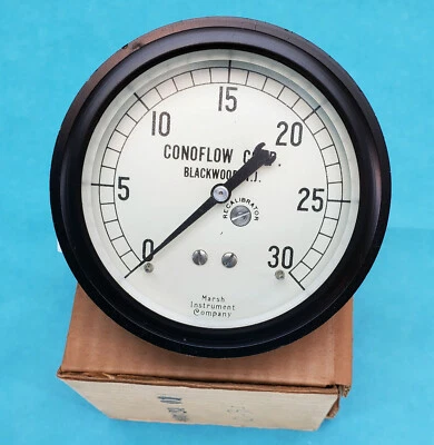 Conoflow Marsh Air Pressure Gauge 1/4" Npt 0-30psi MADE in USA 3" 4" Panel Mount - Image 1 of 4