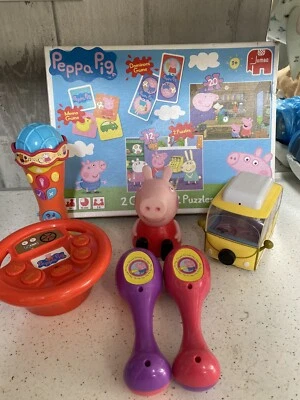 Peppa pig toys bundle Caravan Puzzle Games Maracas Night Light Wheel - image 1 of 4