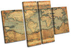 Old World Atlas Maps Flags MULTI CANVAS WALL ART Picture Print VA