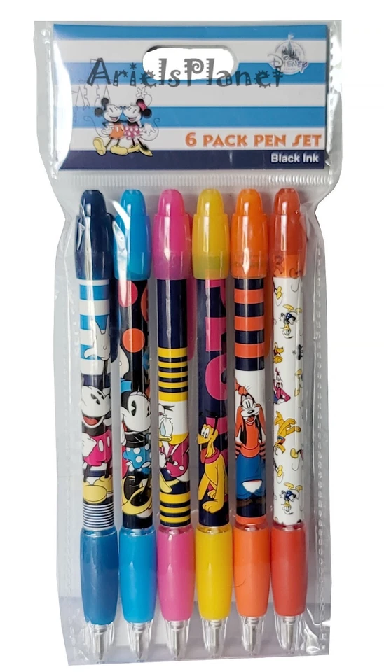 Paquete de 6 bolígrafos de Mickey Minnie Mouse Pato Donald Goofy Pluto Friends de los parques de Disney Foto 1 de 1