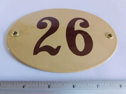 Old Vintage Art Nouveau Enamel Porcelain House Door Number Street Sign Plaque 26 Cover