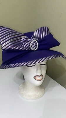 Beautiful NWT Purple Wool Dress/Church Hat By Ms. Divine  - Image 1 of 4