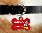 Dog Tag Pet Tag Id Tag - Personalised - Bone Tag - Mickey Mouse