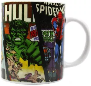 Marvel Comics Superhelden Retro Comic Buch Umschläge Keramik Becher Spiderman Hulk NEU - Bild 1 von 4