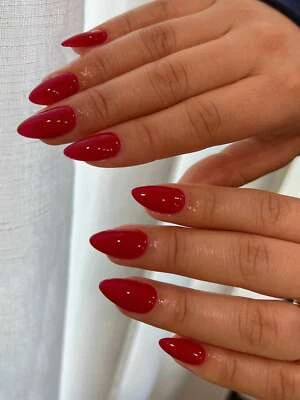 24pcs Long Almond Shaped Red Fake Nail set Press On Nails False Nails Glue On - Image 1 of 4