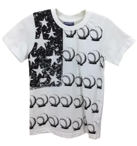 CR Sports Boys 5/6 White T-Shirt With Black Star & Baseball Print - Picture 1 of 5