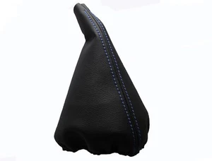 BMW X5 E53 (2000-2007) Cuffia Leva Cambio 100% Vera Pelle - Cuciture Azzurro - Picture 1 of 1