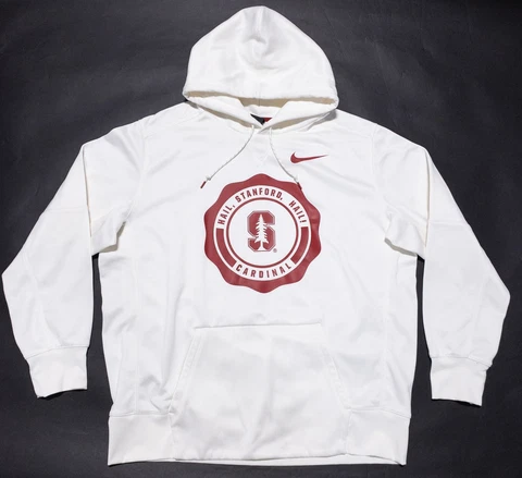 Stanford Cardinal Nike Hoodie Men's 2XL White Pullover Hail Stanford Hail Cover