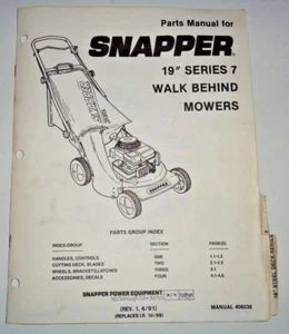 Snapper 19" Series 7 Walk Behind Lawn Mower Parts Catalog Manual 1991 - Picture 1 of 3