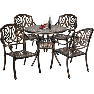 5 Piece Outdoor Dining Set Cast Aluminum Patio Dining Set Table and Chairs - Picture 1 of 60