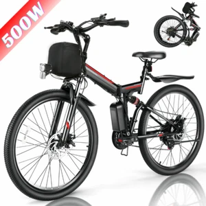 26" Electric Bike 500W 48V Folding E-bike Mountain Bicycle w/LCD & Cruise Mode🚴 - Picture 1 of 12