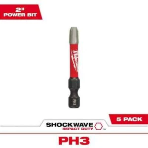 SHOCKWAVE Impact Duty 2 in. Phillips #3 Alloy Steel Screw Driver Bit (5-Pack) - Picture 1 of 8