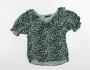 Marks & Spencer Womens Green Viscose Blend Blouse Size 6 V-Neck - - Picture 1 of 10