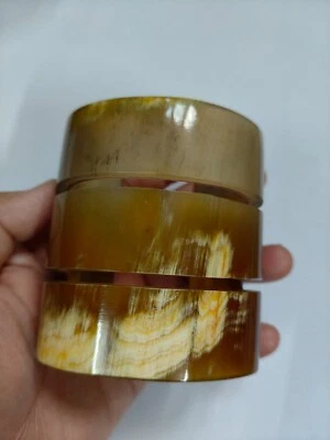Brazalete Brazalete Cuerno de Búfalo Natural Tallado a Mano Diseñador Joyería Multi Foto 1 de 4