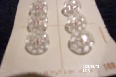 LE CHIC' BRAND-6 Vintage 8/16"crystal whimsy  Glass Buttons~ COST-15 A CARD- - Image 1 of 4