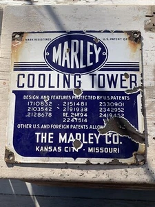 ANTIQUE MARLEY COOLING TOWER PORCELAIN SIGN KANSAS CITY MO 12" X 12" (SH) - Picture 1 of 7