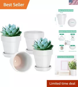 Elegant 6 Inch Clay Pot Set with Drainage Hole - Perfect for Indoor & Outdoor - Picture 1 of 9