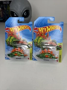 TWO 2021 Hot Wheels DINO RIDERS 4/5 Treasure Hunt Motosaurus 93/250 Rare - Picture 1 of 18
